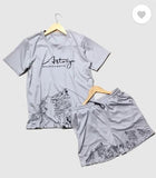 2- Pcs Men's Polyester Printed T-Shirt & Shorts Tracksuit